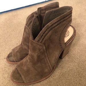 Vince Camuto Open Toe Brown Booties